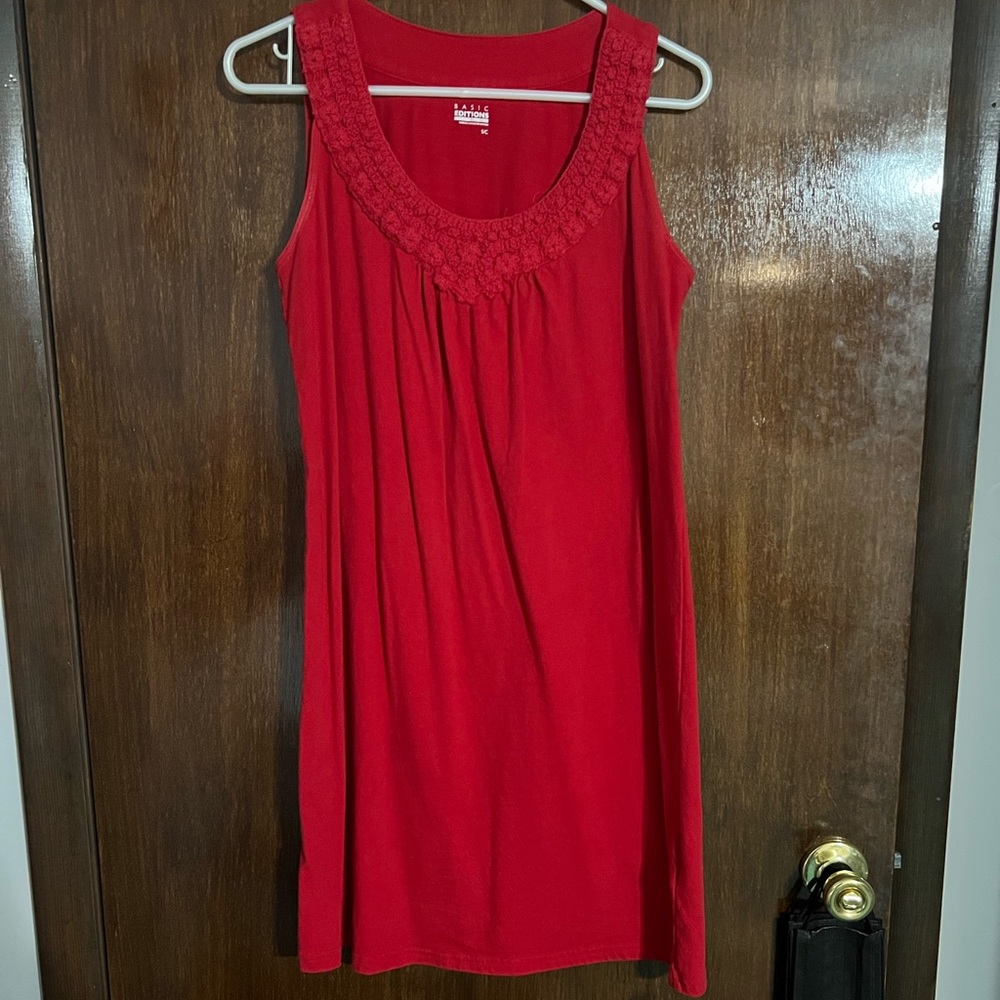 Basic Editions Dress w/ Embroidered Floral Design